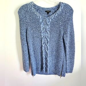 Talbots cable knit blue cotton sweater